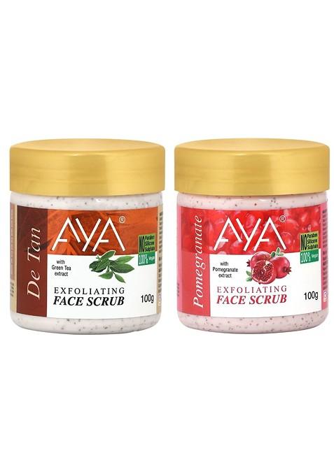 Aya Set Of De Tan Pomegranate Exfoliating Face Scrubs 100 Ml Each