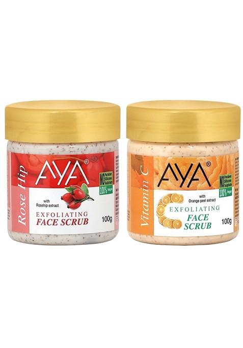 Aya Set Of Rosehip Vitamin C Exfoliating Face Scrubs 100 Ml Each