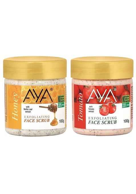 Aya Set Of Honey Tomato Exfoliating Face Scrubs 100 Ml Each