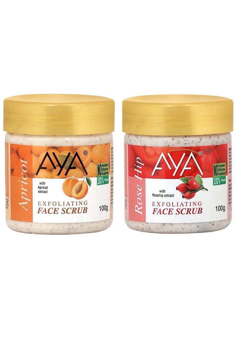 Aya Set Of 2 Apricot Rosehip Exfoliating Face Scrub 100 Ml Each