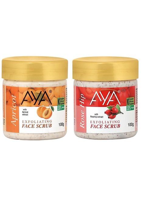 Aya Set Of 2 Apricot Rosehip Exfoliating Face Scrub 100 Ml Each