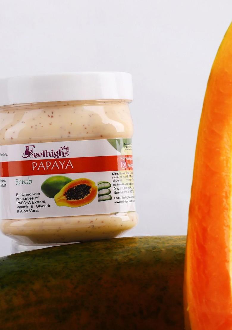 Feelhigh Set Of 2 Papaya Scrub With Vitamin E Aloe Vera For Face Body 500 Ml Each