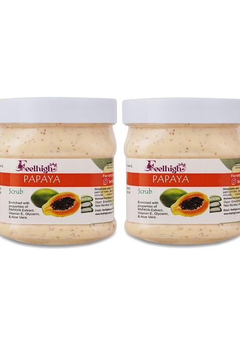 Feelhigh Set Of 2 Papaya Scrub With Vitamin E Aloe Vera For Face Body 500 Ml Each
