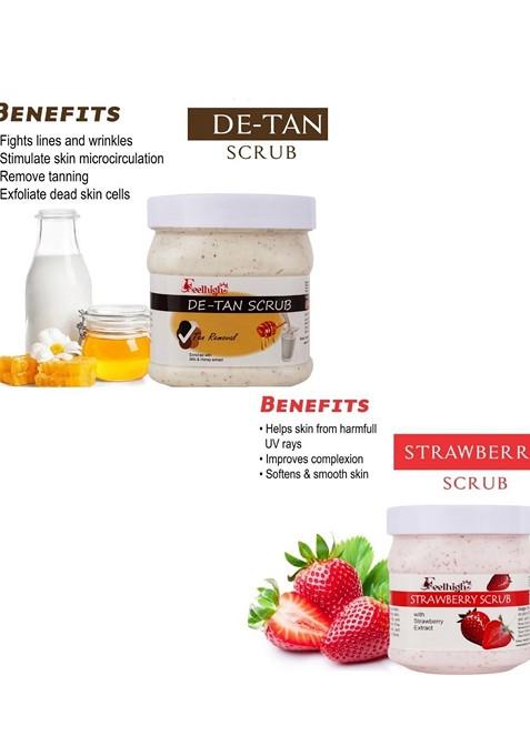 Feelhigh Set Of 2 De Tan Scrub Strawberry For Face Body Exfoliators 500 Ml Each
