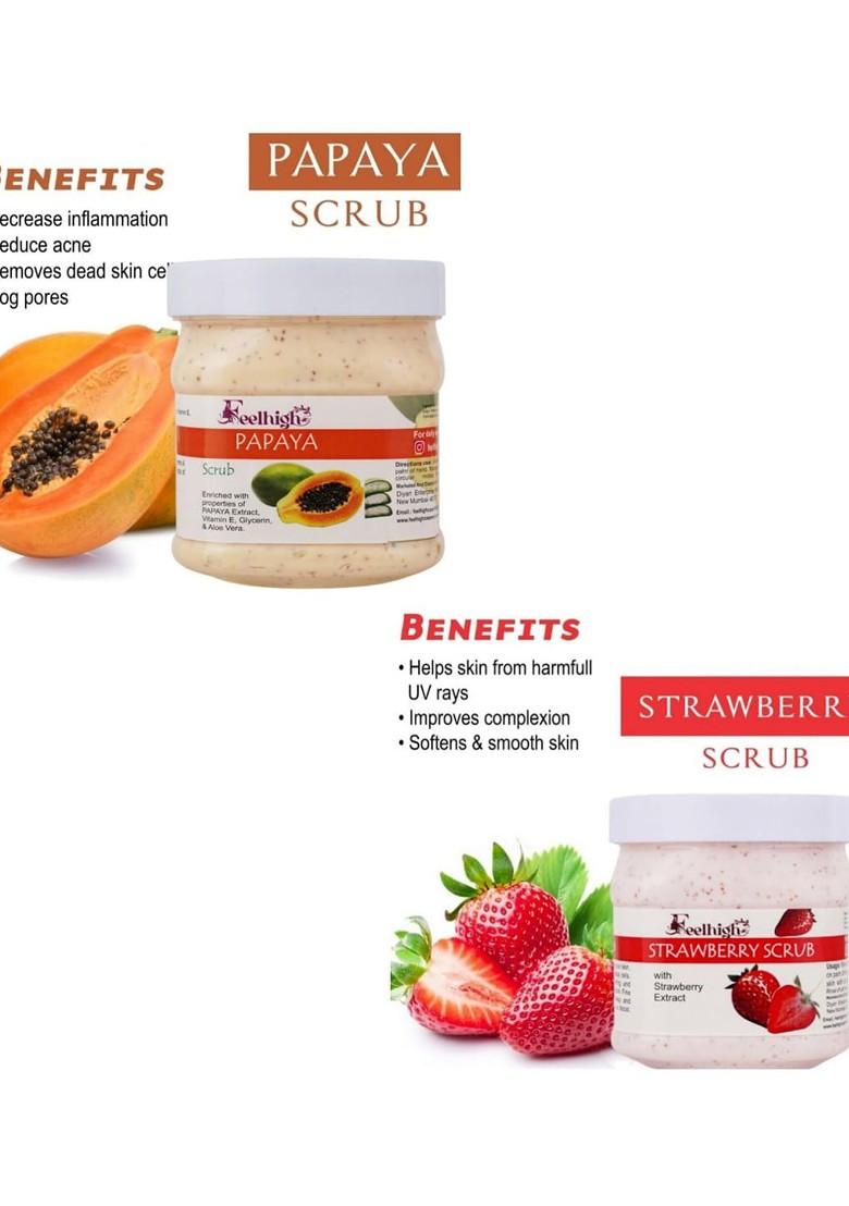 Feelhigh Set Of 2 Papaya Scrub Strawberry For Face Body Exfoliators 500 Ml Each