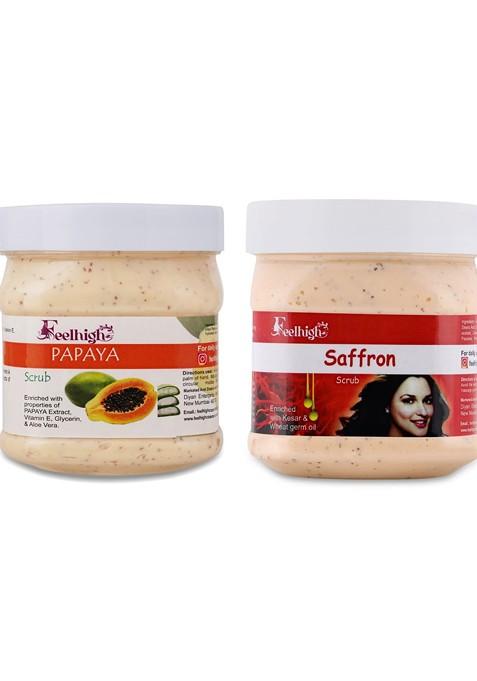 Feelhigh Set Of 2 Papaya Saffron Face Scrub Body Exfoliator 500 Ml Each
