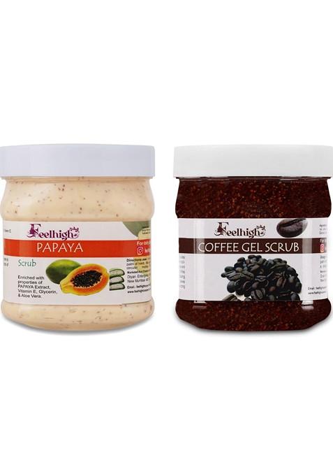 Feelhigh Set Of 2 Papaya Scrub Coffee Gel For Face Body Exfoliators 500 Ml Each