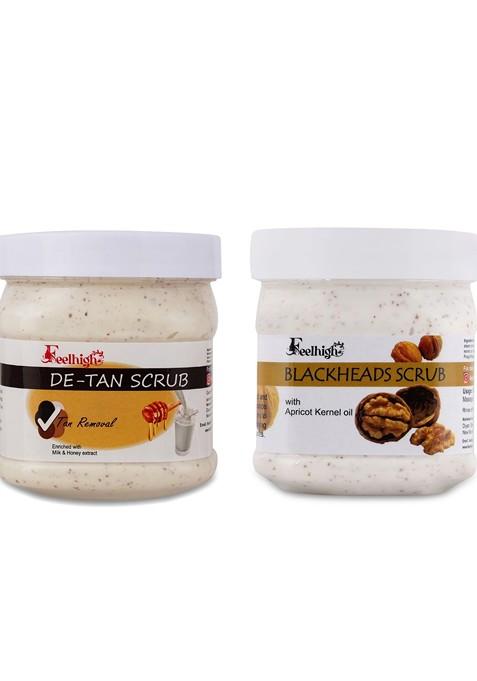 Feelhigh Set Of De Tan Blackheads Scrub For Face Body 500 Ml Each