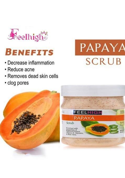 Feelhigh Set Of Papaya Bamboo Scrub For Face Body 500 Ml Each
