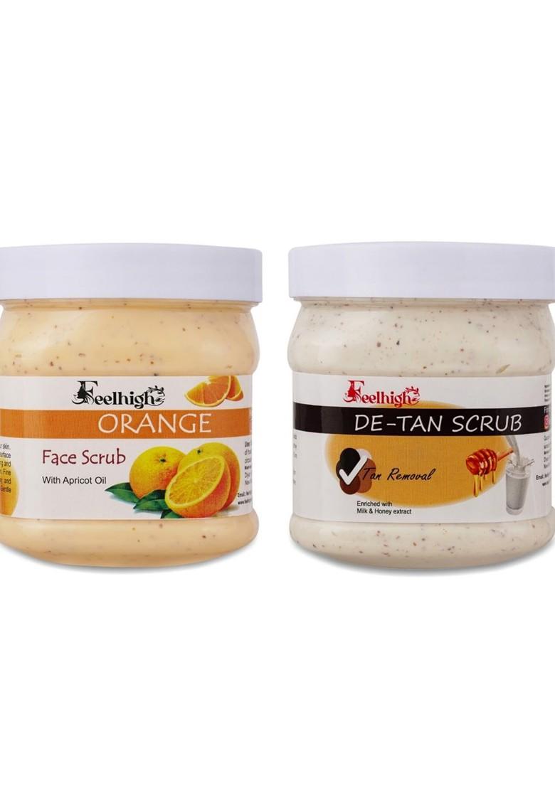 Feelhigh Set Of De Tan Orange Scrub For Face Body 500 Ml Each