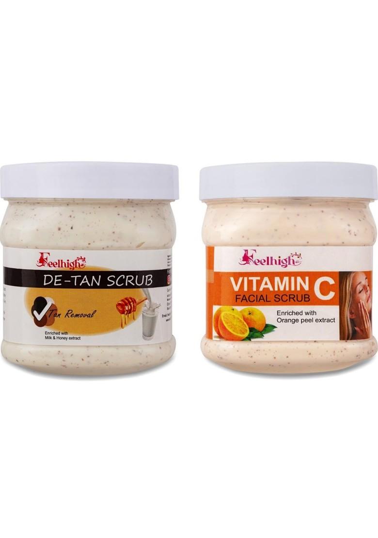 Feelhigh Set Of De Tan Vitamin C Scrub For Face Body 500 Ml Each