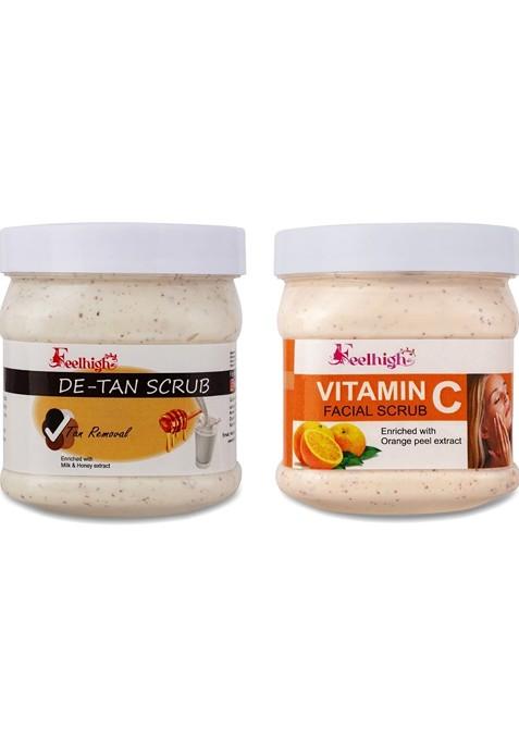 Feelhigh Set Of De Tan Vitamin C Scrub For Face Body 500 Ml Each