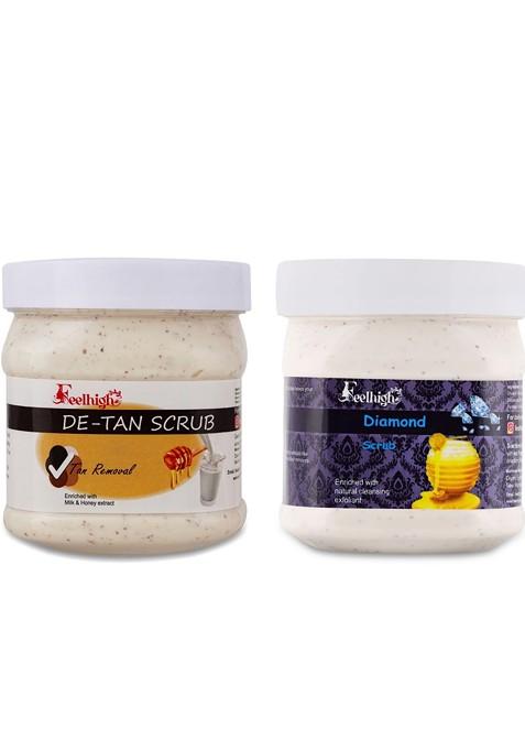 Feelhigh Set Of De Tan Diamond Scrub For Face Body 500 Ml Each