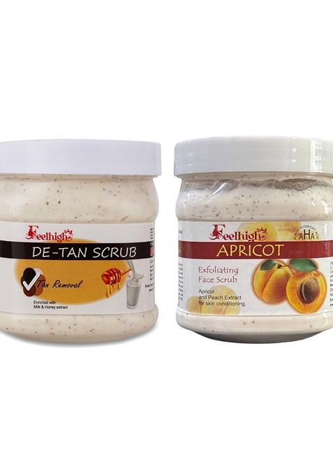 Feelhigh Set Of De Tan Apricot Scrub For Face Body 500 Ml Each