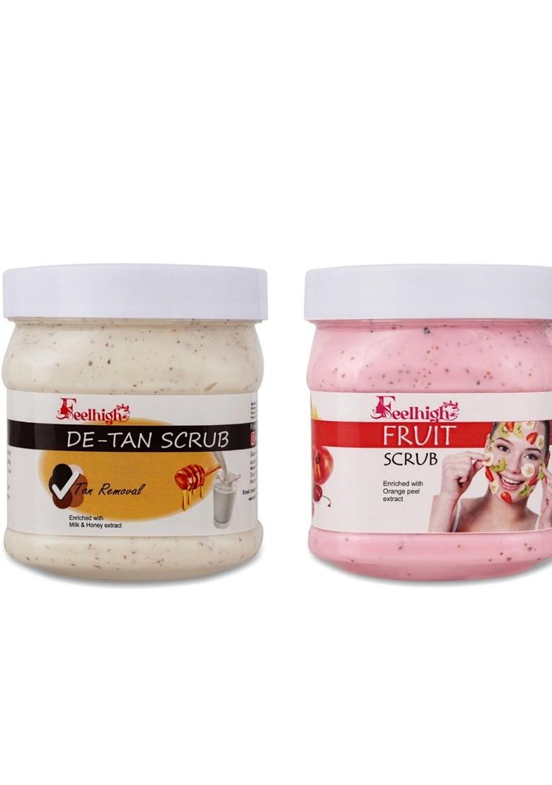 Feelhigh Set Of De Tan Scrub Mix Fruit For Face Body 500 Ml Each