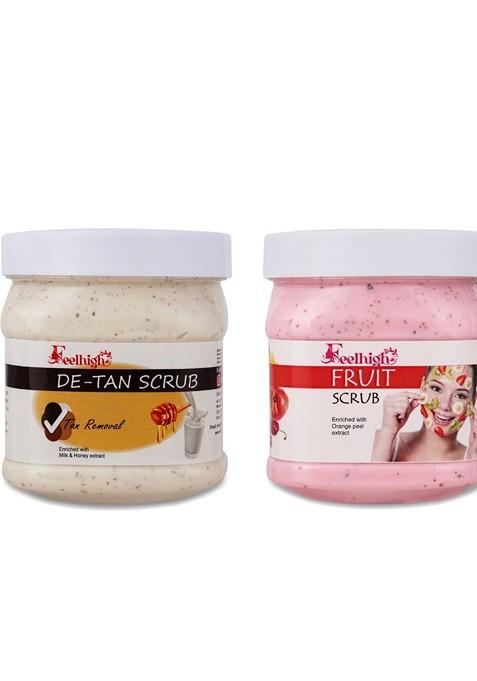 Feelhigh Set Of De Tan Scrub Mix Fruit For Face Body 500 Ml Each