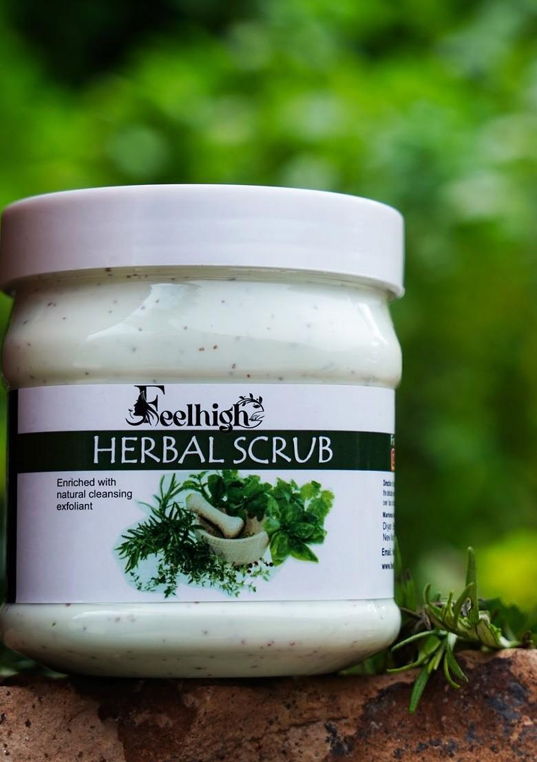 Feelhigh Herbal Face Body Scrub With Natural Cleansing Exfoliant 500 Ml