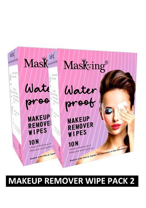 Masking Set Of 2 Waterproof Makeup Remover Cleansing Wipes 10 Pcs Each