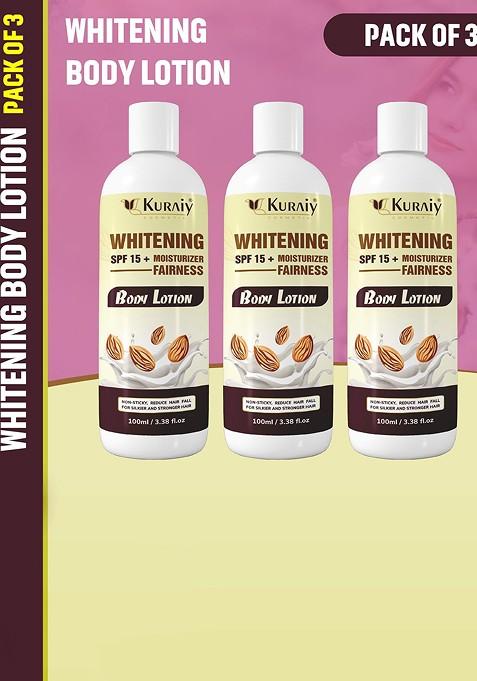 Kuraiy Set Of 3 Whitening Spf 15 Fairness Almond Moisturizing Body Lotion 100 Ml Each