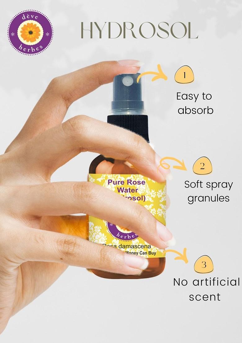 Deve Herbes Natural Therapeutic Grade Pure Rose Water Hydrosol Toner 50 Ml