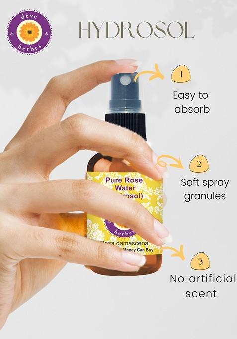 Deve Herbes Natural Therapeutic Grade Pure Rose Water Hydrosol Toner 50 Ml