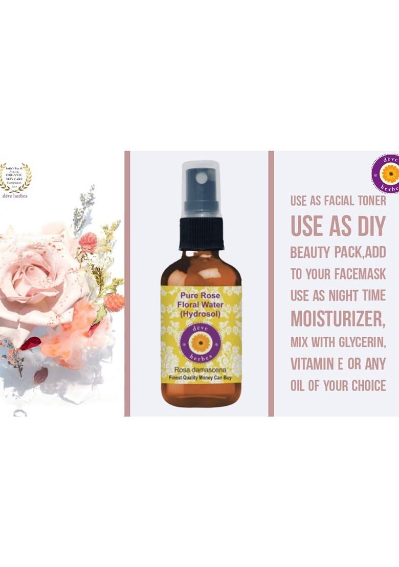 Deve Herbes Natural Therapeutic Grade Pure Rose Water Hydrosol Toner 100 Ml