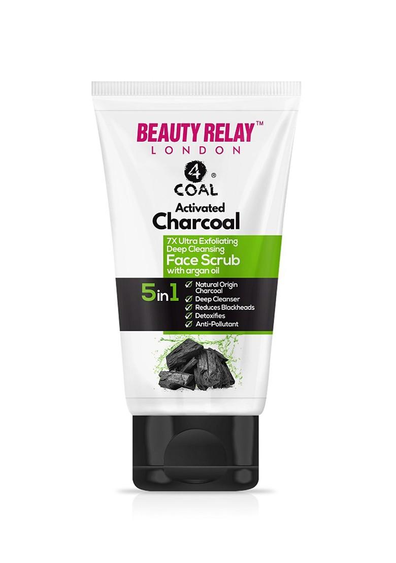 Beautyrelay London Activated Charcoal 7X Ultra Exfoliating Deep Cleansing Face Scrub 180G