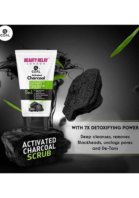 Beautyrelay London Activated Charcoal 7X Ultra Exfoliating Deep Cleansing Face Scrub 180G