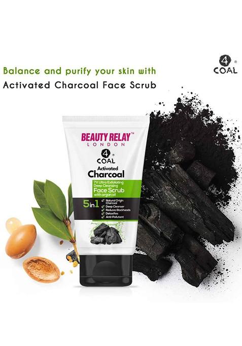 Beautyrelay London Activated Charcoal 7X Ultra Exfoliating Deep Cleansing Face Scrub 180G
