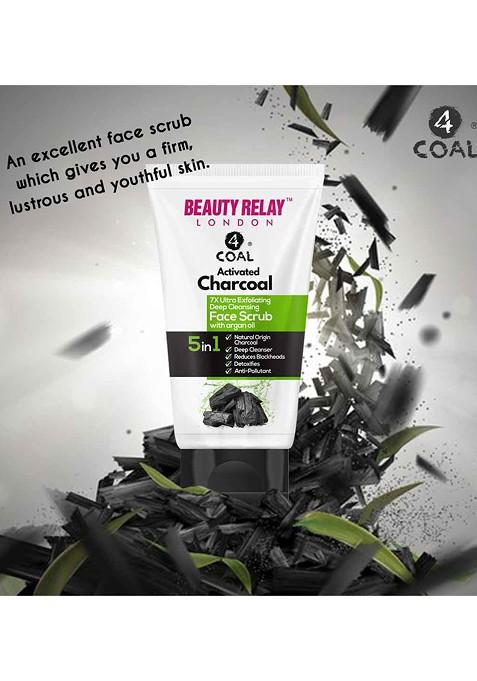 Beautyrelay London Activated Charcoal 7X Ultra Exfoliating Deep Cleansing Face Scrub 180G