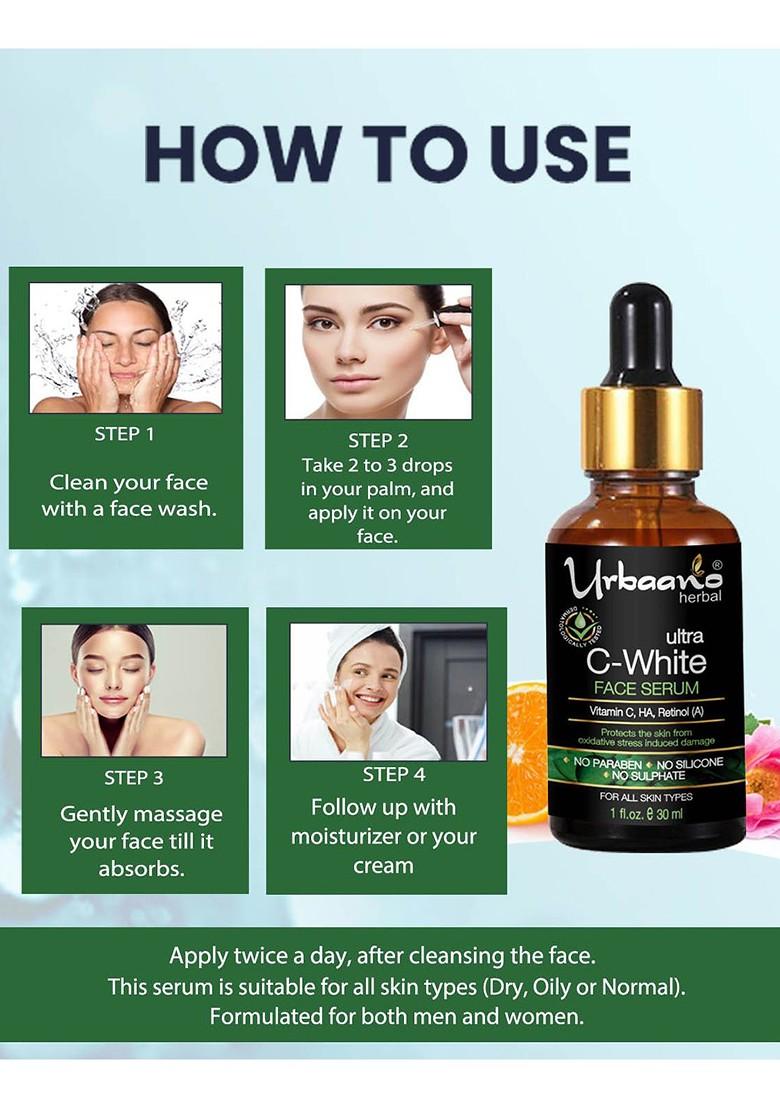 Urbaano Herbal Vitamin C Cream Face Serum Skin Care Gift Set