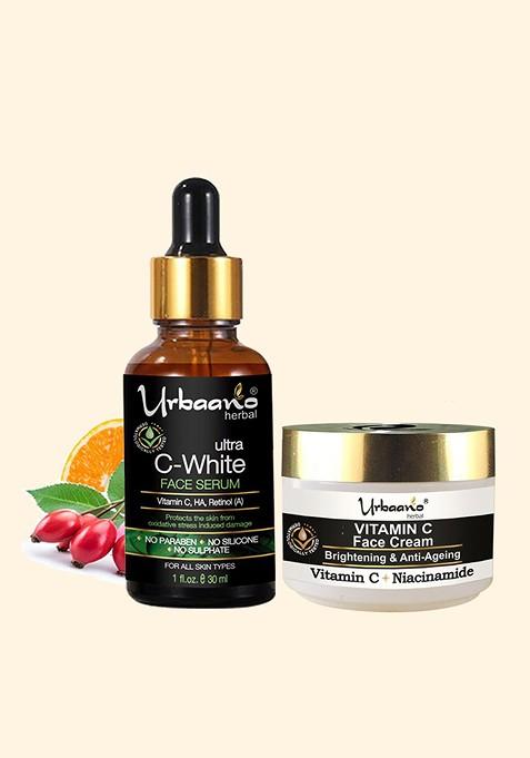 Urbaano Herbal Vitamin C Cream Face Serum Skin Care Gift Set