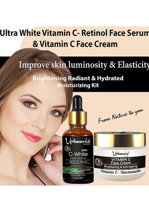 Urbaano Herbal Vitamin C Cream Face Serum Skin Care Gift Set
