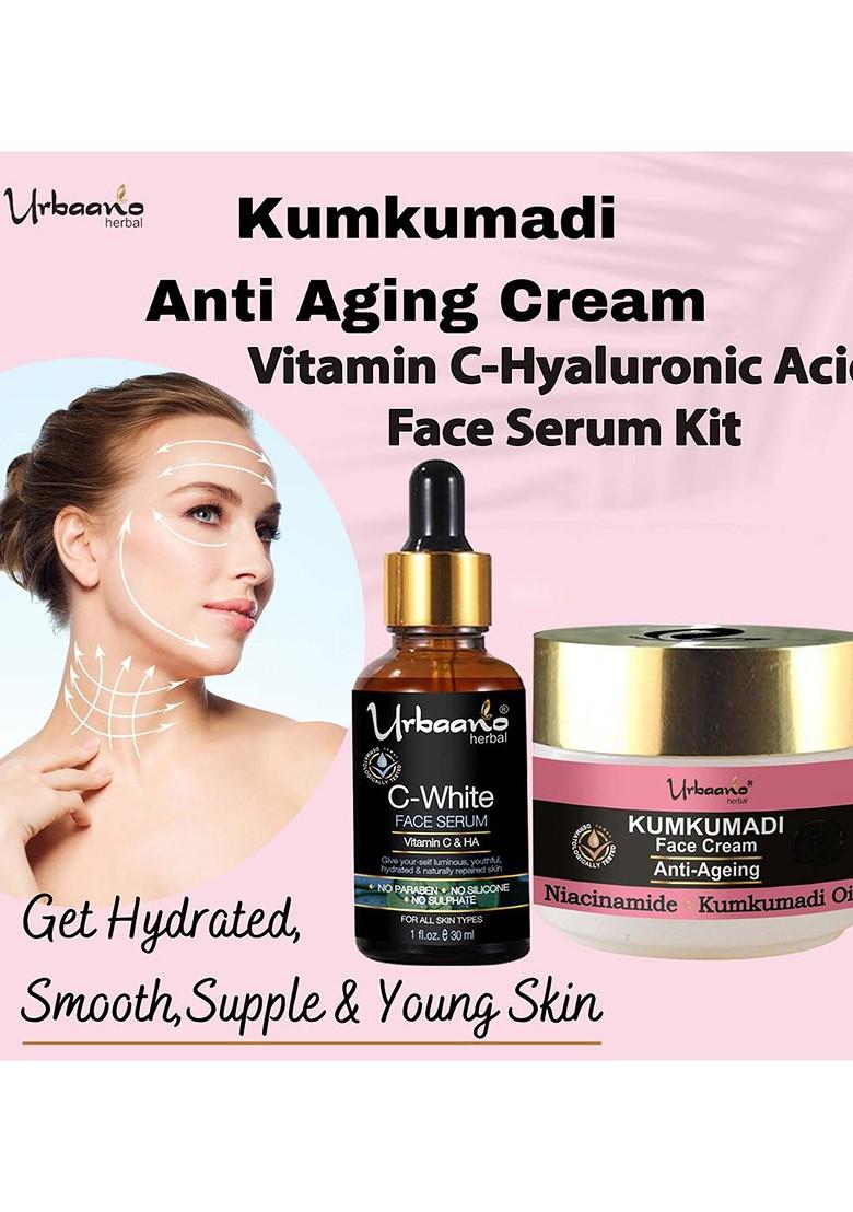 Urbaano Herbal Anti Ageing Cream Vitamin C Face Serum Skin Care Gift Set