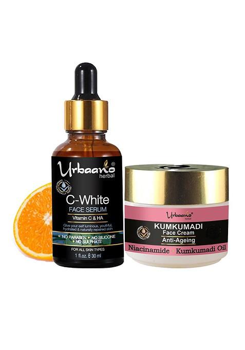Urbaano Herbal Anti Ageing Cream Vitamin C Face Serum Skin Care Gift Set