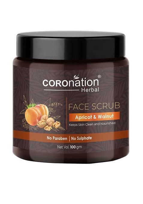 Coronation Herbal Paraben Free Apricot Walnut Face Scrub For Clean Nourished Skin 100G