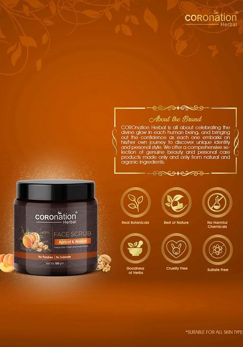 Coronation Herbal Paraben Free Apricot Walnut Face Scrub For Clean Nourished Skin 100G