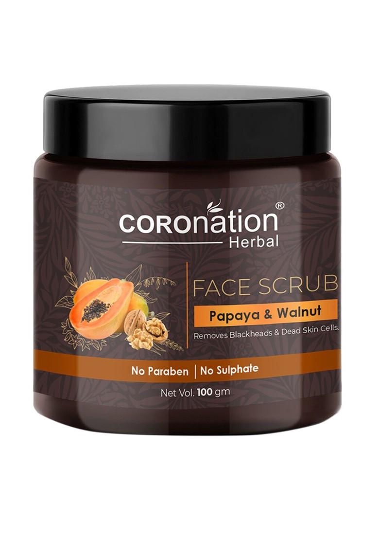 Coronation Herbal Papaya Walnut Face Scrub Removes Blackheads Dead Skin 100G