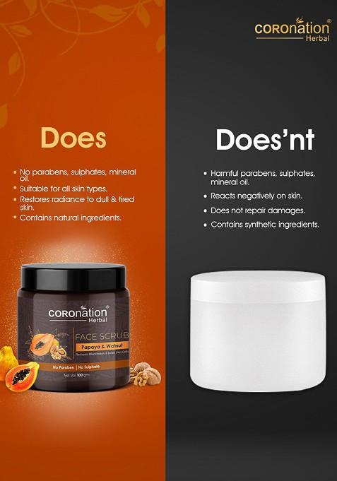 Coronation Herbal Papaya Walnut Face Scrub Removes Blackheads Dead Skin 100G