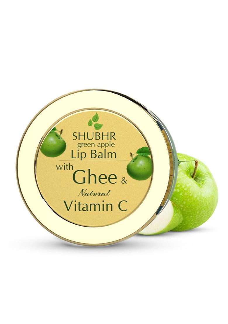 Blue Nectar Shubhr Green Apple Lip Balm With Ghee Natural Vitamin C For Dry Chapped Lips