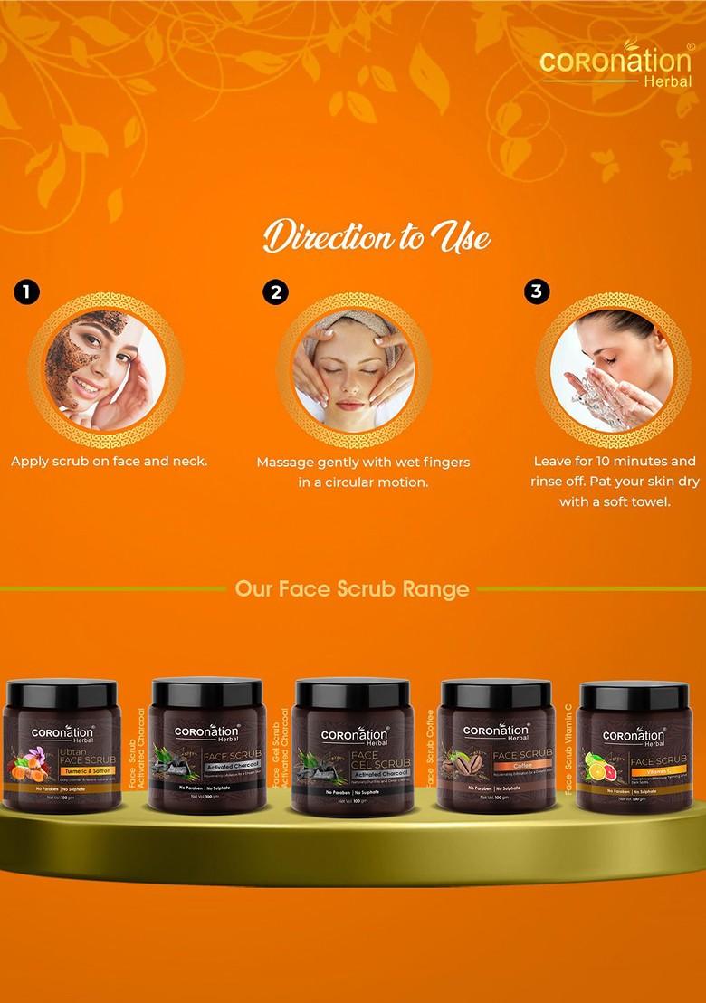 Coronation Herbal Vitamin C Face Scrub With Almond Oil For Tan Dark Spots Removal 100G