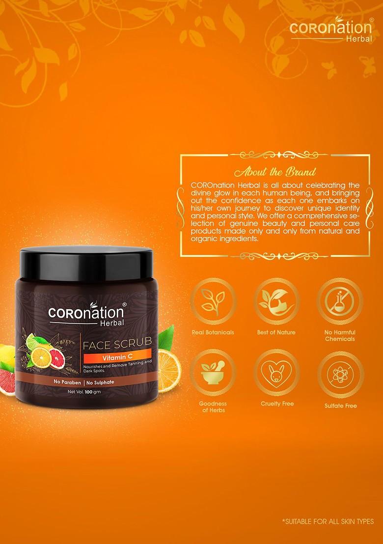 Coronation Herbal Vitamin C Face Scrub With Almond Oil For Tan Dark Spots Removal 100G