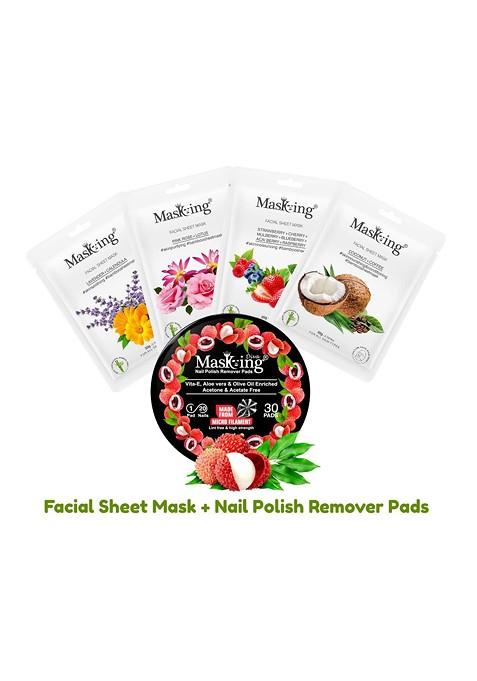 Masking Pack Of 5 Bamboo Facial Sheet Mask For Oil Control Nail Polish Remover Wipes