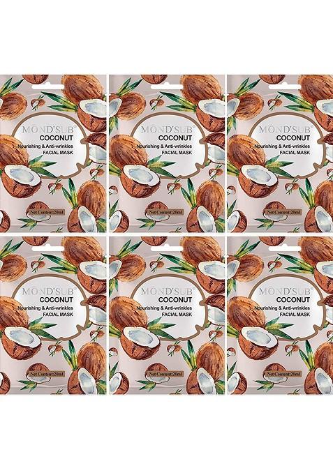 Mondsub Set Of 6 Coconut Nourishing And Anti Wrinkles Face Sheet Mask