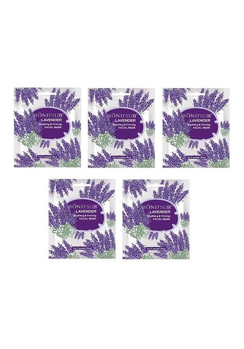 Mondsub Set Of 5 Lavender Soothing Firming Face Sheet Mask