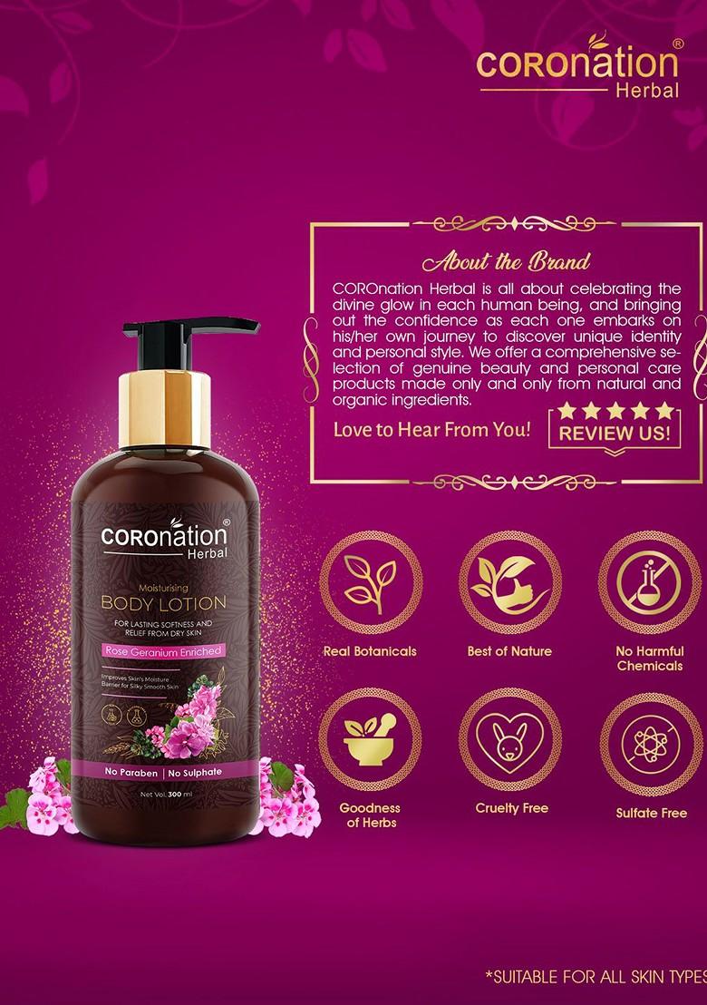 Coronation Herbal Rose Geranium Enriched Moisturising Body Lotion 300 Ml