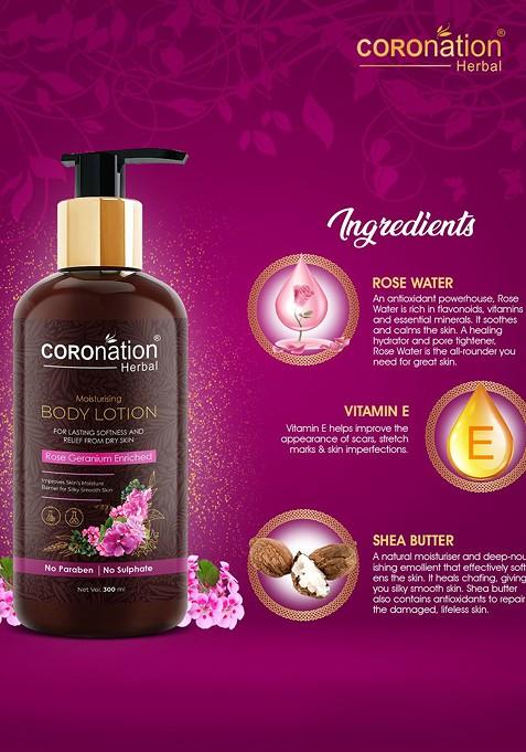 Coronation Herbal Rose Geranium Enriched Moisturising Body Lotion 300 Ml