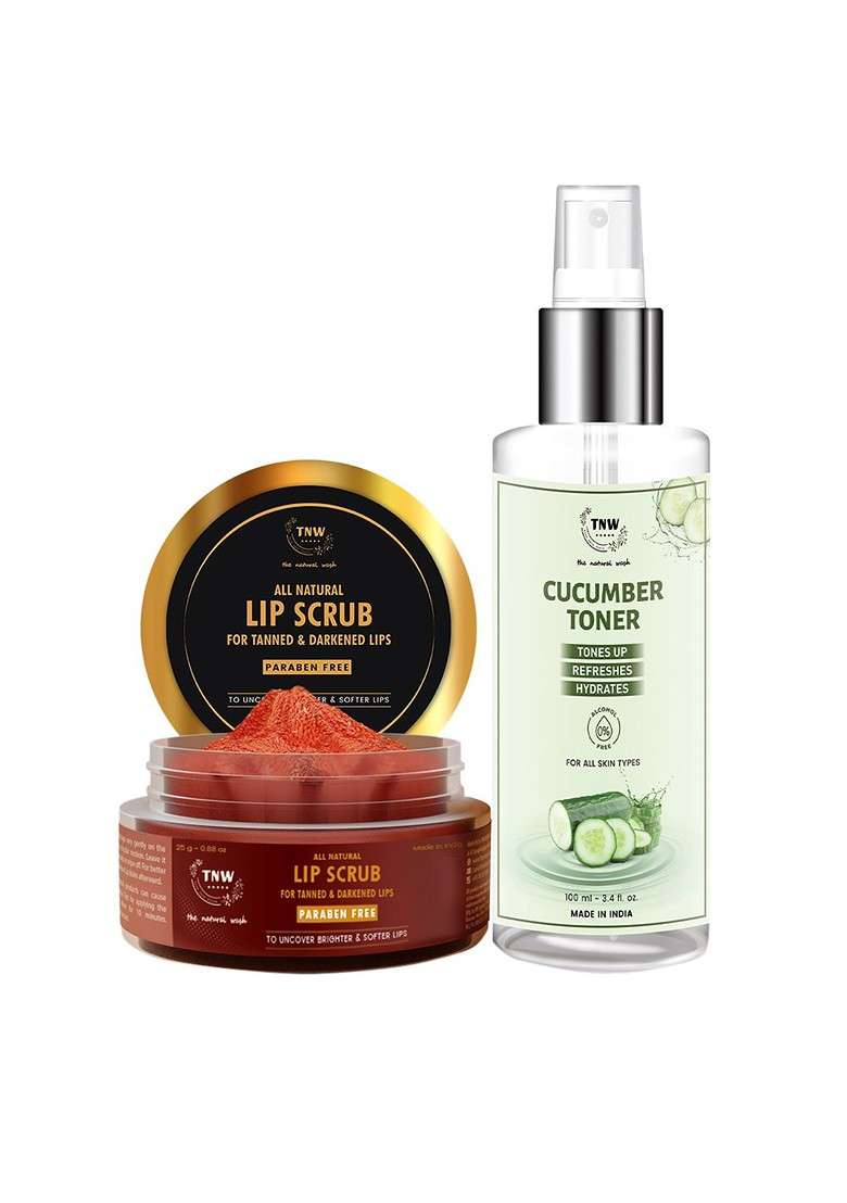 Tnw The Natural Wash Unisex Combo Of 2 Cucumber Toner Lip Scrub 150Ml - Indya