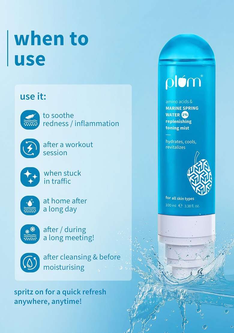 Plum 1 Marine Spring Water Replenishing Toning Mist 100 Ml - Indya