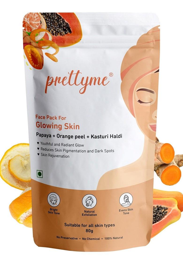 Prettyme Natural Face Pack Powder With Papaya Haldi For Glowing Skin 80 G